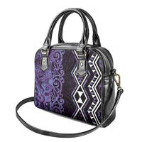 Purple Aotearoa Shoulder Handbag Taniko Motifs With Paua Shell Kowhaiwhai LT14 - Polynesian Pride