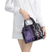 Purple Aotearoa Shoulder Handbag Taniko Motifs With Paua Shell Kowhaiwhai LT14 - Polynesian Pride