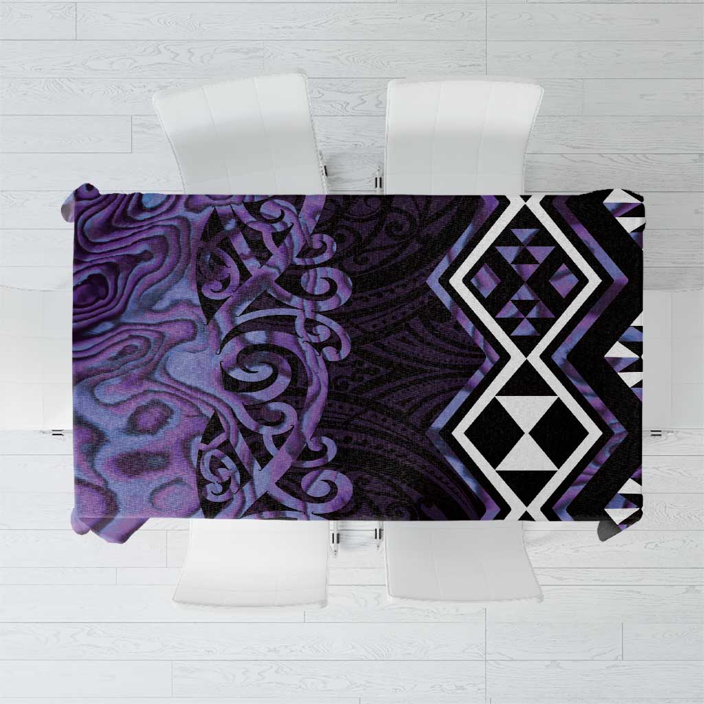 Purple Aotearoa Tablecloth Taniko Motifs With Paua Shell Kowhaiwhai LT14 Purple - Polynesian Pride