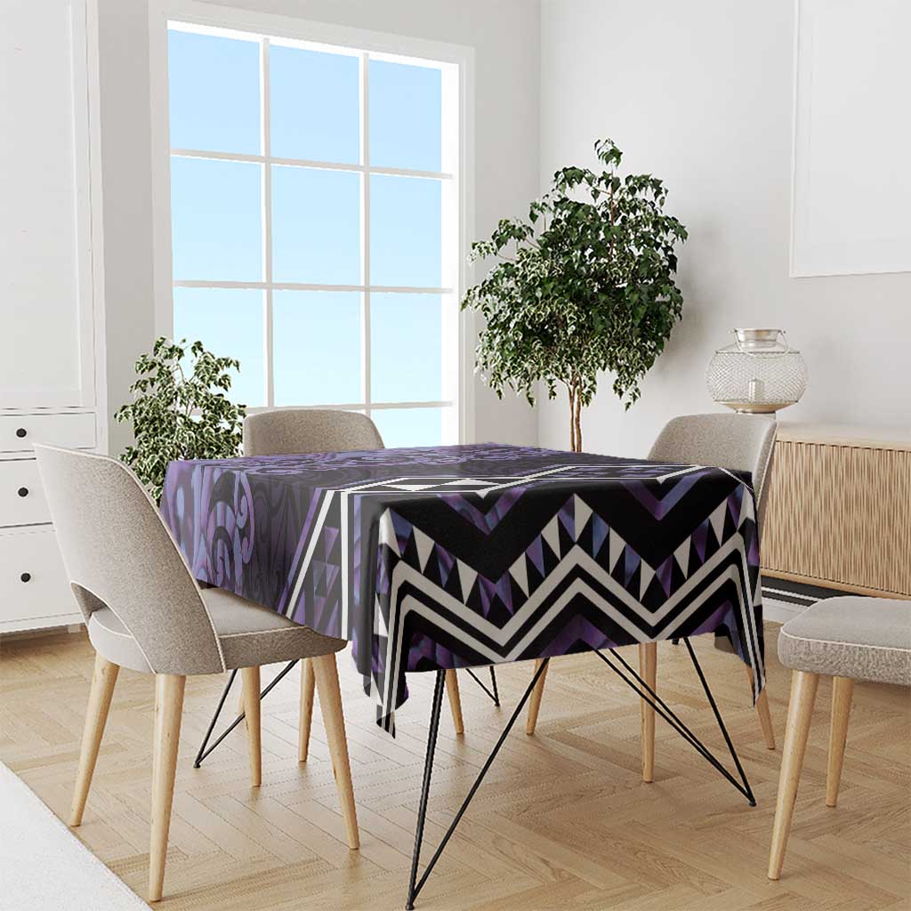 Purple Aotearoa Tablecloth Taniko Motifs With Paua Shell Kowhaiwhai LT14 - Polynesian Pride