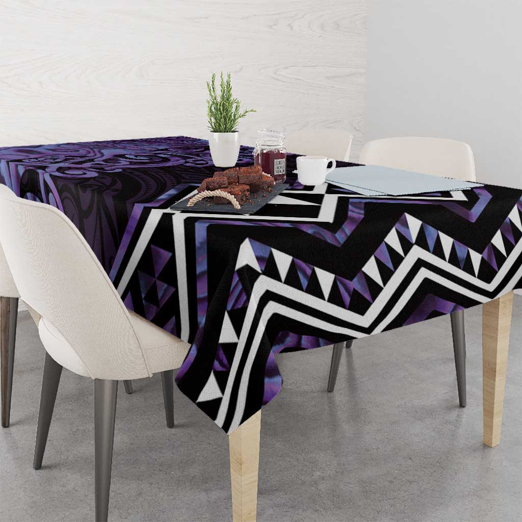 Purple Aotearoa Tablecloth Taniko Motifs With Paua Shell Kowhaiwhai LT14 - Polynesian Pride