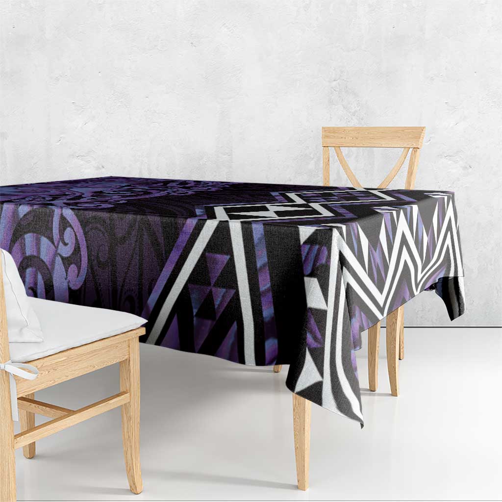 Purple Aotearoa Tablecloth Taniko Motifs With Paua Shell Kowhaiwhai LT14 - Polynesian Pride