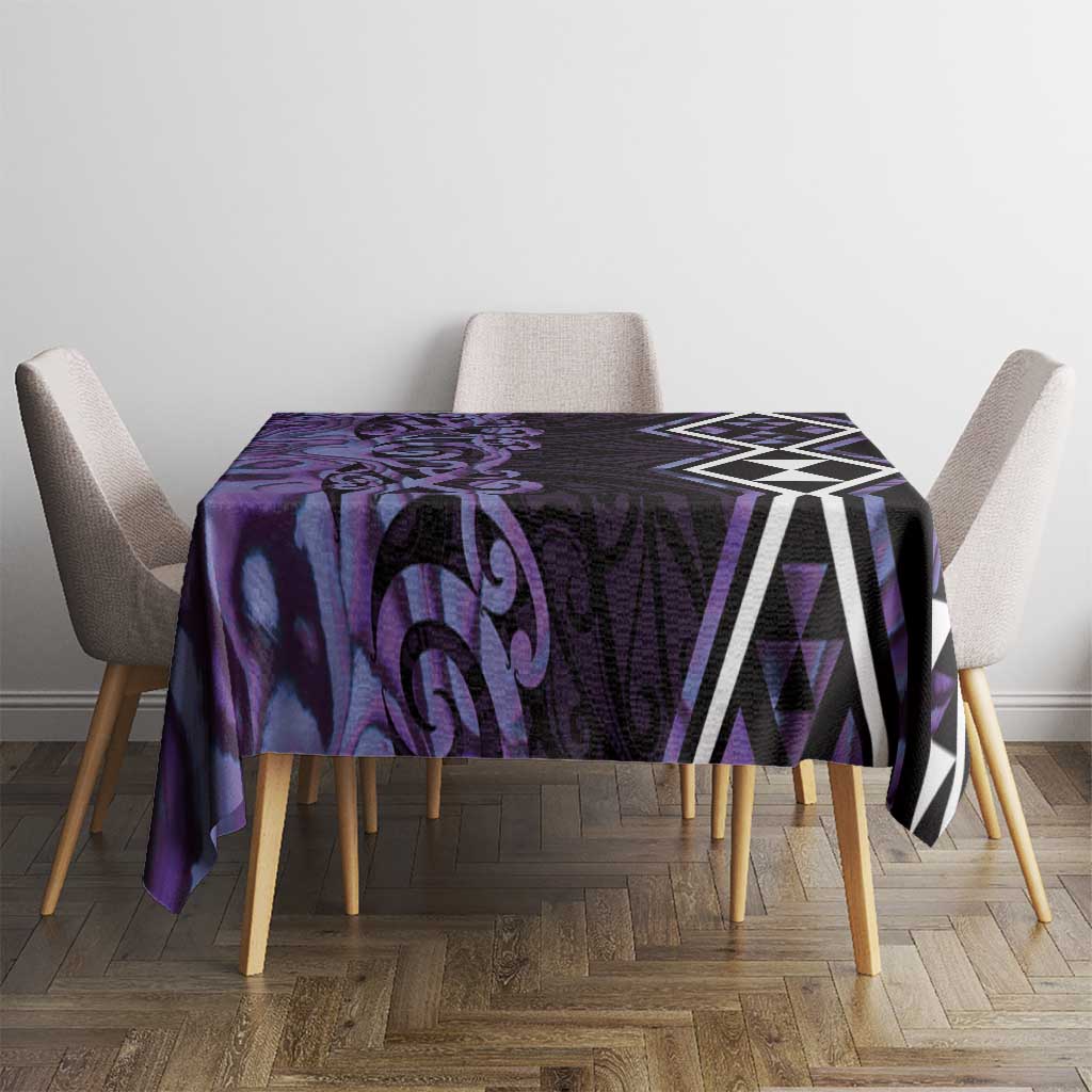 Purple Aotearoa Tablecloth Taniko Motifs With Paua Shell Kowhaiwhai LT14 - Polynesian Pride