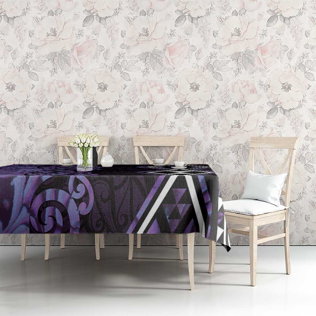 Purple Aotearoa Tablecloth Taniko Motifs With Paua Shell Kowhaiwhai LT14 - Polynesian Pride