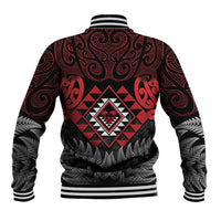 Aotearoa Kiwi Taniko Baseball Jacket Silver Fern With Maori Koru Pattern LT14 - Polynesian Pride