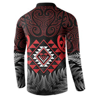 Aotearoa Kiwi Taniko Button Sweatshirt Silver Fern With Maori Koru Pattern LT14 - Polynesian Pride
