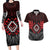 Aotearoa Kiwi Taniko Couples Matching Long Sleeve Bodycon Dress and Hawaiian Shirt Silver Fern With Maori Koru Pattern