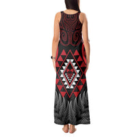 Aotearoa Kiwi Taniko Tank Maxi Dress Silver Fern With Maori Koru Pattern LT14 - Polynesian Pride