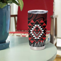 Aotearoa Kiwi Taniko Tumbler Cup Silver Fern With Maori Koru Pattern LT14 - Polynesian Pride