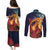 Hawaii Kilauea Big Islands Couples Matching Puletasi and Long Sleeve Button Shirt Pele Goddess With Tropical Flowers