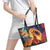 Hawaii Kilauea Big Islands Leather Tote Bag Pele Goddess With Tropical Flowers