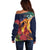 Hawaii Kilauea Big Islands Off Shoulder Sweater Pele Goddess With Tropical Flowers