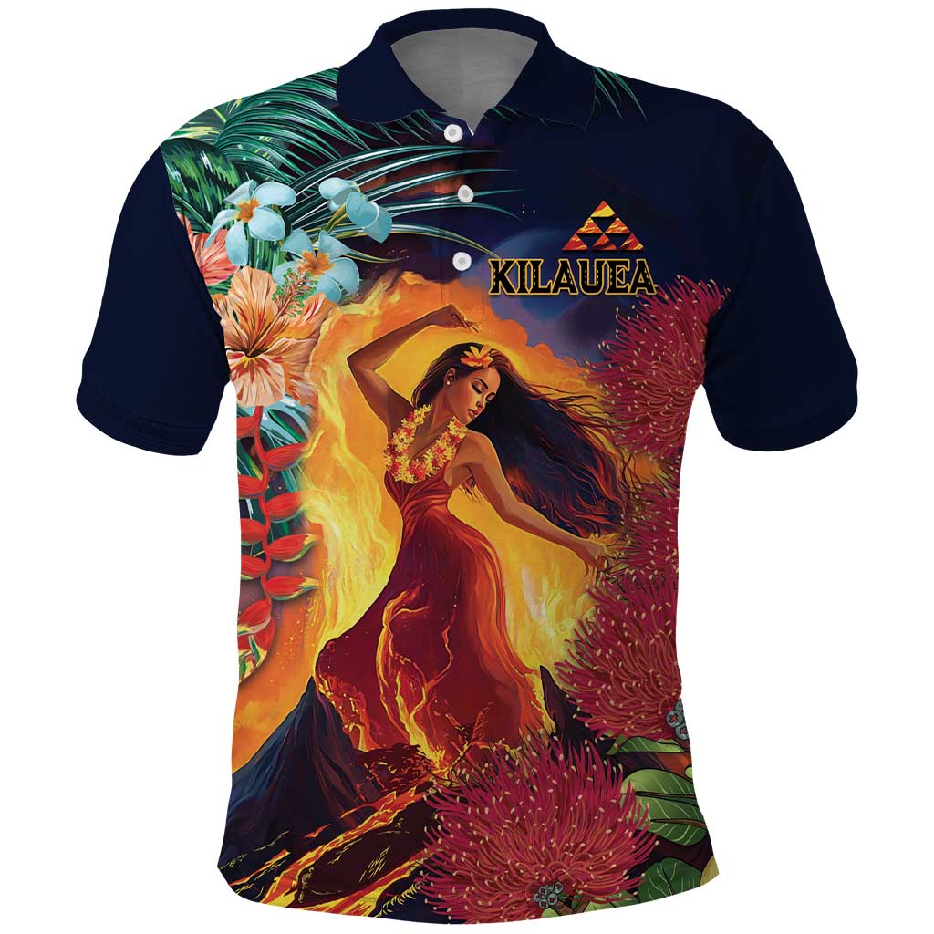 Hawaii Kilauea Big Islands Polo Shirt Pele Goddess With Tropical Flowers LT14 Art - Polynesian Pride