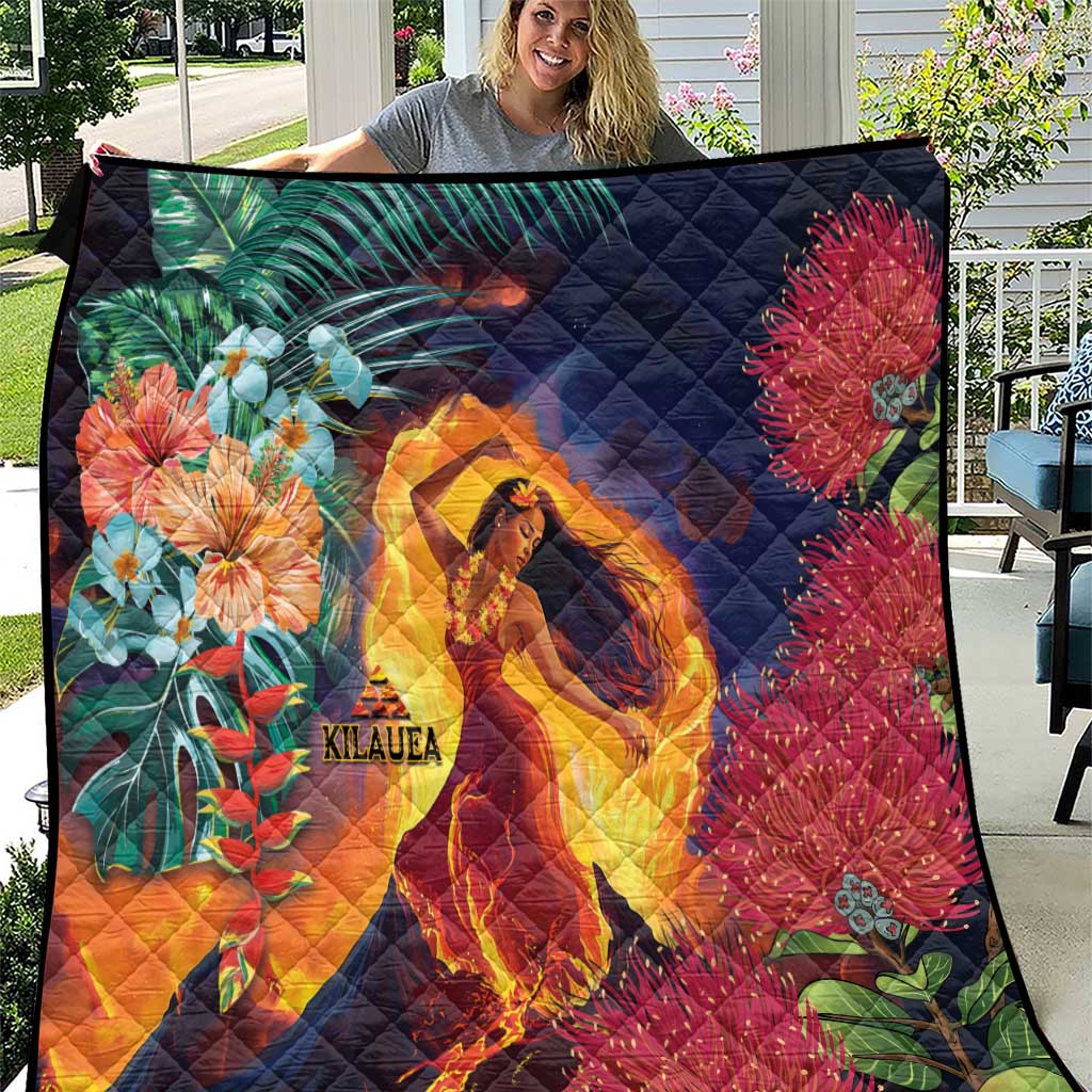 Hawaii Kilauea Big Islands Quilt Pele Goddess With Tropical Flowers LT14 Art - Polynesian Pride