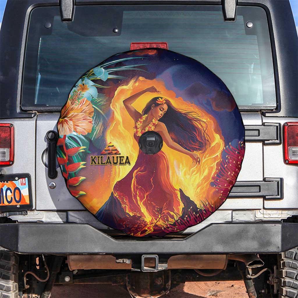 Hawaii Kilauea Big Islands Spare Tire Cover Pele Goddess With Tropical Flowers LT14 Art - Polynesian Pride