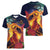 Hawaii Kilauea Big Islands Women V-Neck T-Shirt Pele Goddess With Tropical Flowers