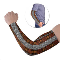 Malo e Lelei Tonga Arm Sleeves Tongan Ngatu Tapa Cloth LT14 Set of 2 Orange - Polynesian Pride