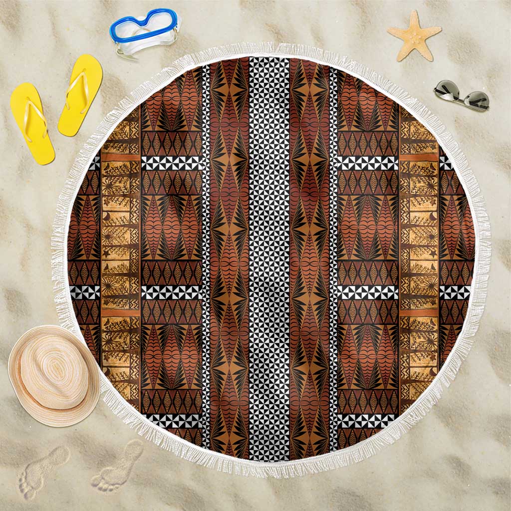 Malo e Lelei Tonga Beach Blanket Tongan Ngatu Tapa Cloth LT14 One Size 150cm Orange - Polynesian Pride