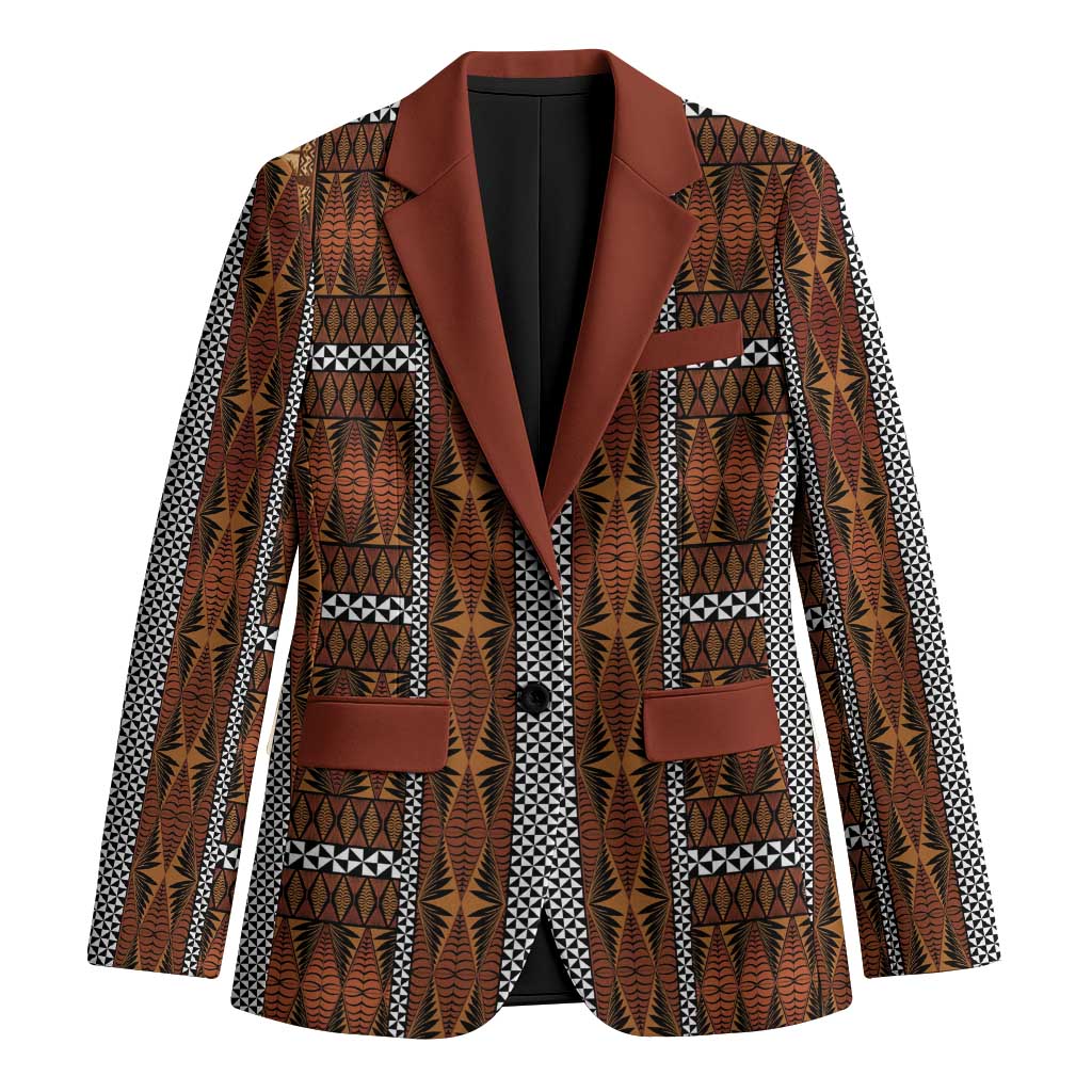Malo e Lelei Tonga Blazer Tongan Ngatu Tapa Cloth LT14 Unisex Orange - Polynesian Pride
