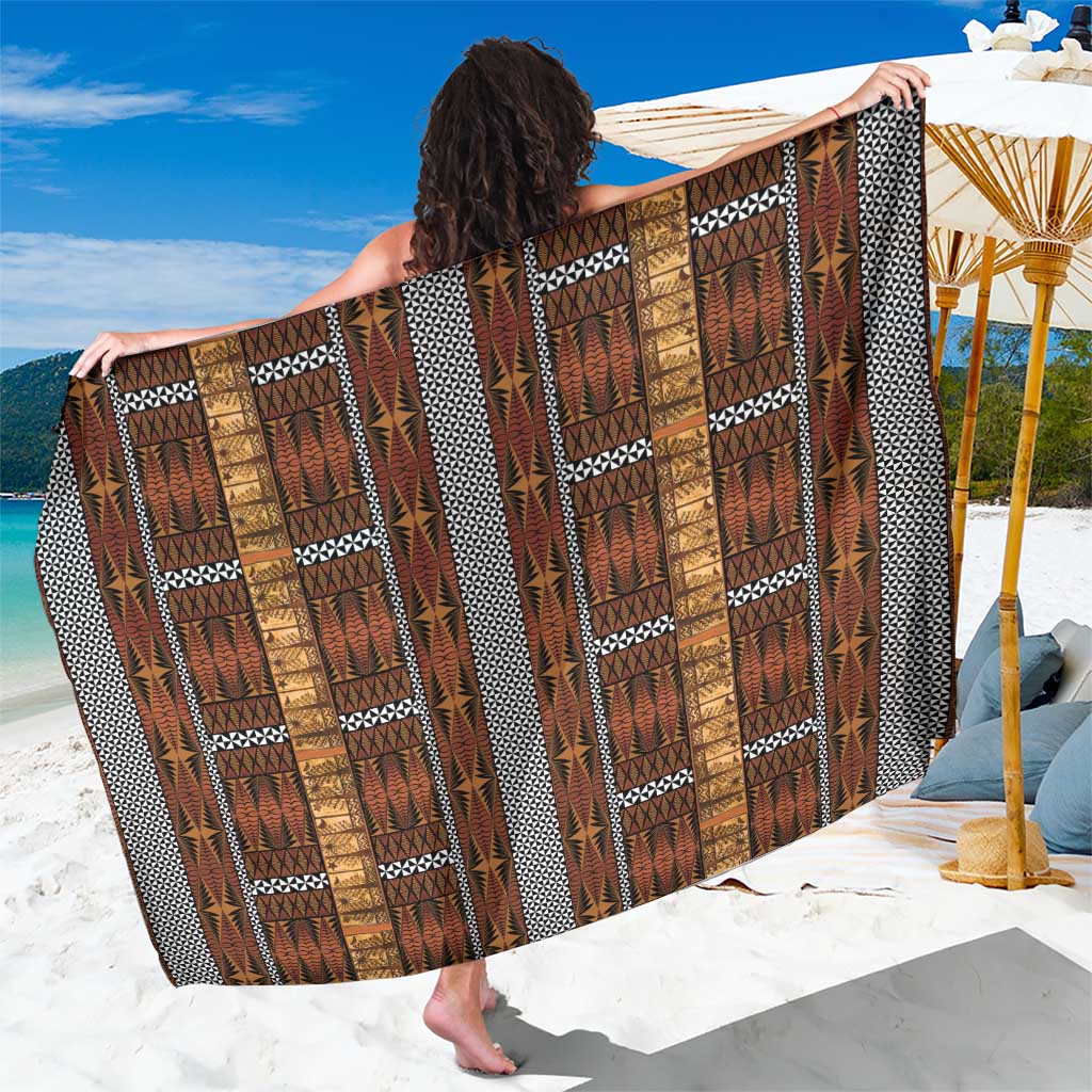 Malo e Lelei Tonga Sarong Tongan Ngatu Tapa Cloth LT14 One Size 44 x 66 inches Orange - Polynesian Pride