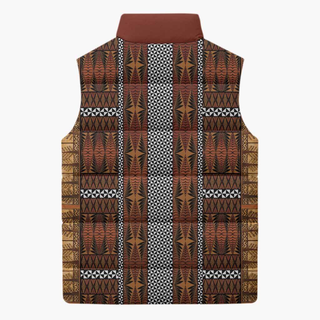Malo e Lelei Tonga Sleeveless Puffer Jacket Tongan Ngatu Tapa Cloth LT14 - Polynesian Pride