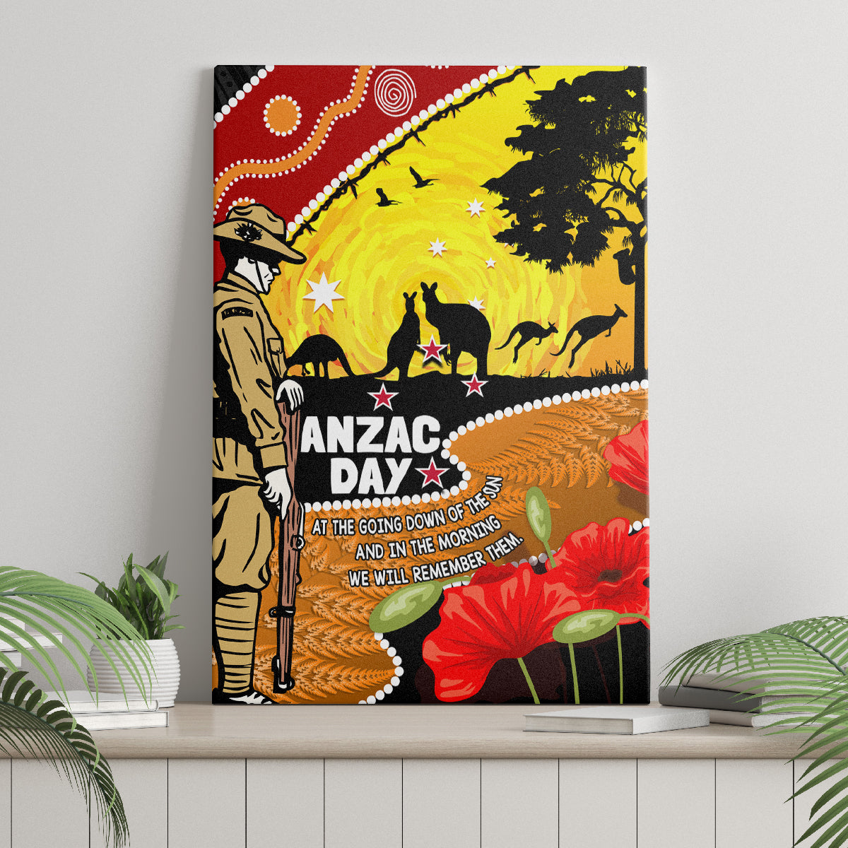 New Zealand And Australia ANZAC Day Canvas Wall Art Aboriginal Maori Starring Night Style LT14 - Polynesian Pride