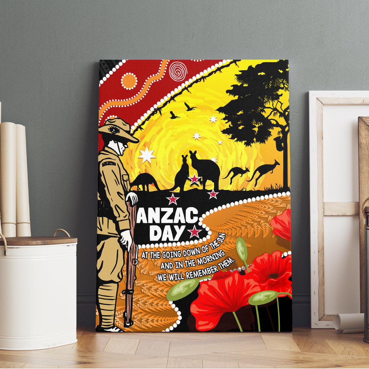 New Zealand And Australia ANZAC Day Canvas Wall Art Aboriginal Maori Starring Night Style LT14 - Polynesian Pride
