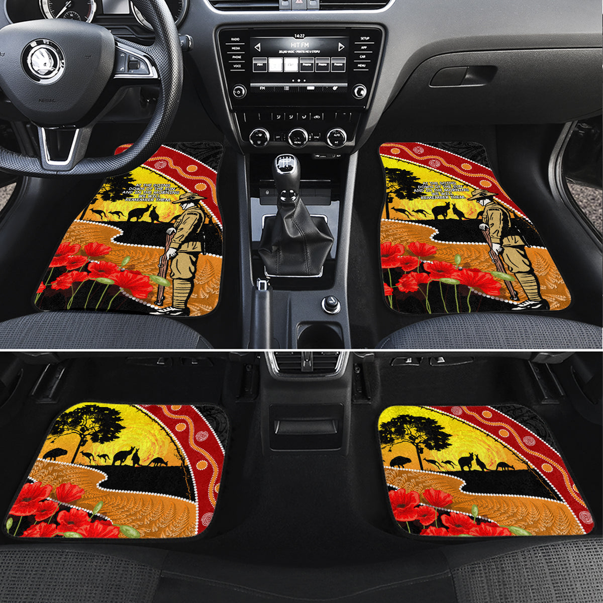 New Zealand And Australia ANZAC Day Car Mats Aboriginal Maori Starring Night Style LT14 Set 4pcs Gold - Polynesian Pride