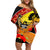 New Zealand And Australia ANZAC Day Family Matching Off Shoulder Short Dress and Hawaiian Shirt Aboriginal Maori Starring Night Style LT14 Mom's Dress Gold - Polynesian Pride