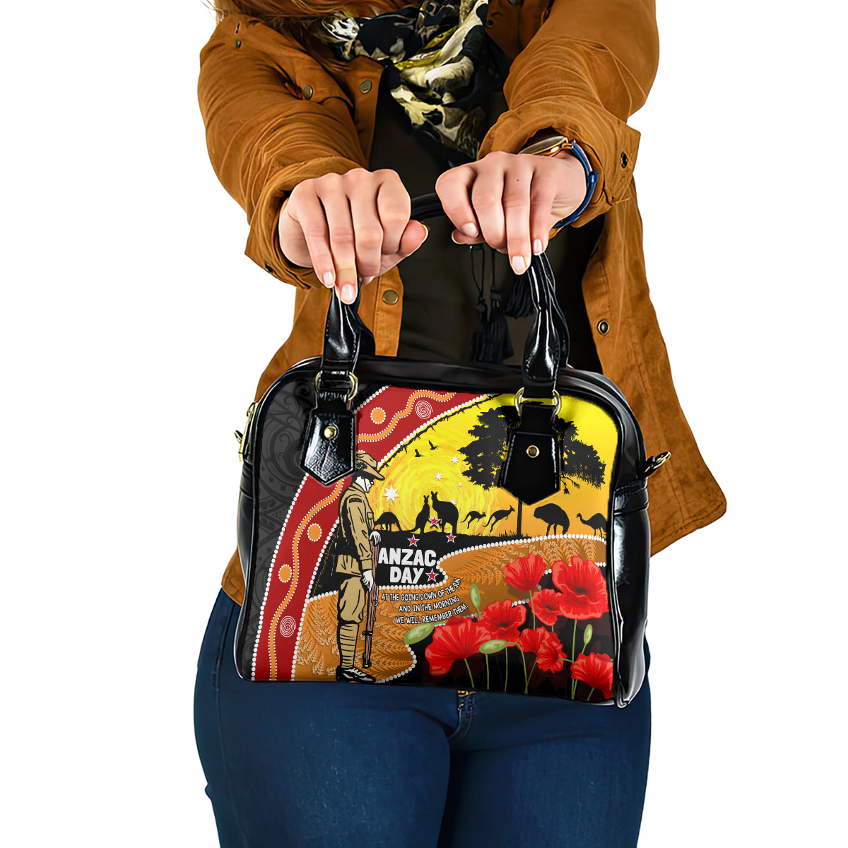 New Zealand And Australia ANZAC Day Shoulder Handbag Aboriginal Maori Starring Night Style LT14 One Size Gold - Polynesian Pride