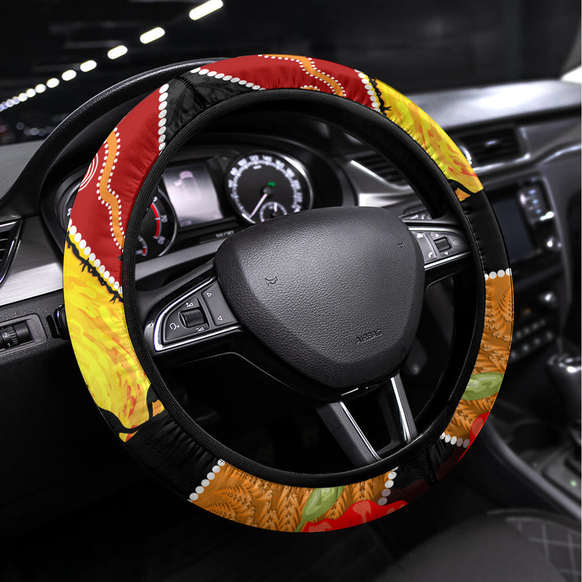 New Zealand And Australia ANZAC Day Steering Wheel Cover Aboriginal Maori Starring Night Style