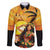 Aloha Hawaii Women's Day Family Matching Mermaid Dress and Hawaiian Shirt Hula Girl With Sunset Vibes LT14 Dad's Shirt - Long Sleeve Yellow - Polynesian Pride