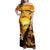 Aloha Hawaii Women's Day Family Matching Off Shoulder Maxi Dress and Hawaiian Shirt Hula Girl With Sunset Vibes LT14 Mom's Dress Yellow - Polynesian Pride