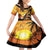 Aloha Hawaii Women's Day Family Matching Off Shoulder Short Dress and Hawaiian Shirt Hula Girl With Sunset Vibes LT14 Daughter's Dress Yellow - Polynesian Pride