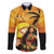 Aloha Hawaii Women's Day Family Matching Puletasi and Hawaiian Shirt Hula Girl With Sunset Vibes LT14 Dad's Shirt - Long Sleeve Yellow - Polynesian Pride