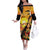 Aloha Hawaii Women's Day Off The Shoulder Long Sleeve Dress Hula Girl With Sunset Vibes LT14 Women Yellow - Polynesian Pride