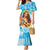 Aloha Hawaii Women's Day Family Matching Mermaid Dress and Hawaiian Shirt Hula Girl With Ukulele Tropical Style LT14 Mom's Dress Blue - Polynesian Pride