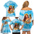 Aloha Hawaii Women's Day Family Matching Off Shoulder Short Dress and Hawaiian Shirt Hula Girl With Ukulele Tropical Style LT14 - Polynesian Pride