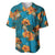 Hawaii Luau Party Baseball Jersey Dancing Girl Tropical Flowers LT14 Blue - Polynesian Pride