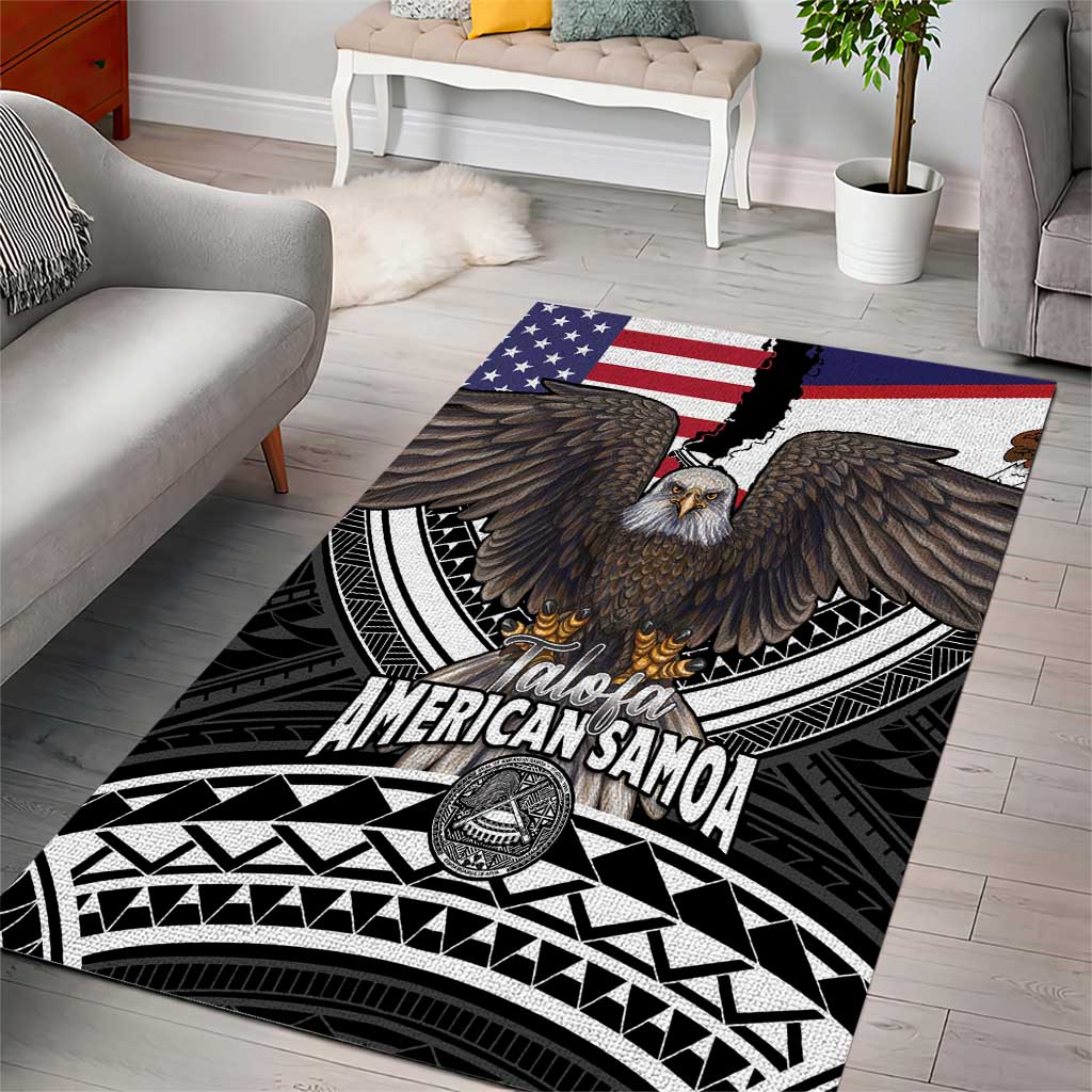 Talofa American Samoa Flag Day Area Rug Bald Eagle Polynesian Tattoo LT14 - Polynesian Pride