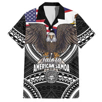 Talofa American Samoa Flag Day Hawaiian Shirt Bald Eagle Polynesian Tattoo LT14 Black - Polynesian Pride
