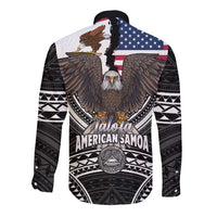 Talofa American Samoa Flag Day Long Sleeve Button Shirt Bald Eagle Polynesian Tattoo LT14 - Polynesian Pride