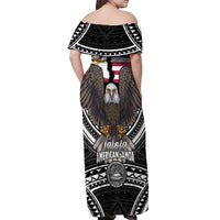 Talofa American Samoa Flag Day Off Shoulder Maxi Dress Bald Eagle Polynesian Tattoo LT14 - Polynesian Pride