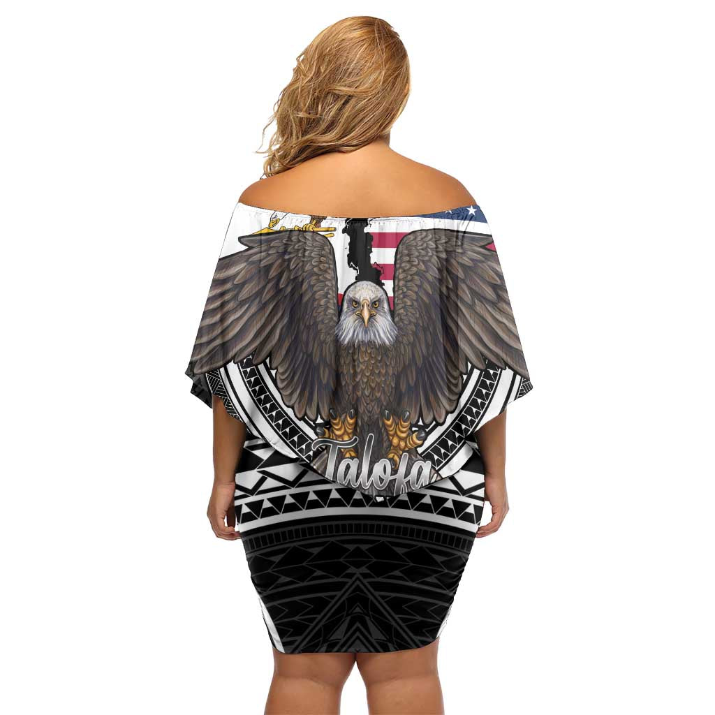 Talofa American Samoa Flag Day Off Shoulder Short Dress Bald Eagle Polynesian Tattoo LT14 - Polynesian Pride