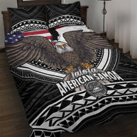 Talofa American Samoa Flag Day Quilt Bed Set Bald Eagle Polynesian Tattoo LT14 Black - Polynesian Pride