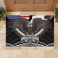 Talofa American Samoa Flag Day Rubber Doormat Bald Eagle Polynesian Tattoo LT14 Black - Polynesian Pride