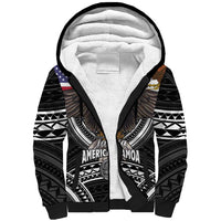 Talofa American Samoa Flag Day Sherpa Hoodie Bald Eagle Polynesian Tattoo LT14 Unisex Black - Polynesian Pride