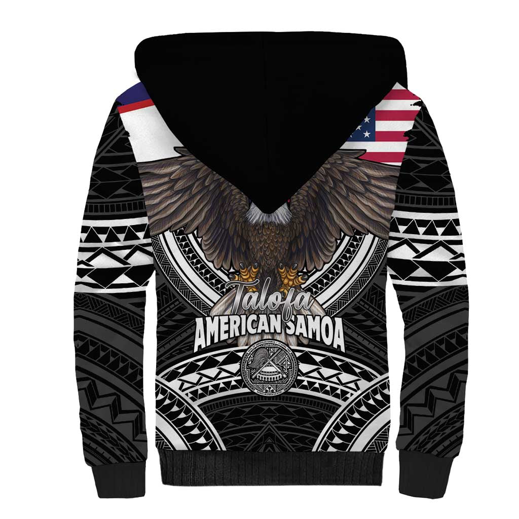 Talofa American Samoa Flag Day Sherpa Hoodie Bald Eagle Polynesian Tattoo LT14 - Polynesian Pride