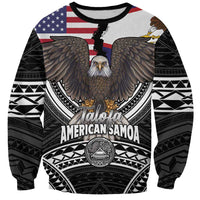 Talofa American Samoa Flag Day Sweatshirt Bald Eagle Polynesian Tattoo LT14 Unisex Black - Polynesian Pride