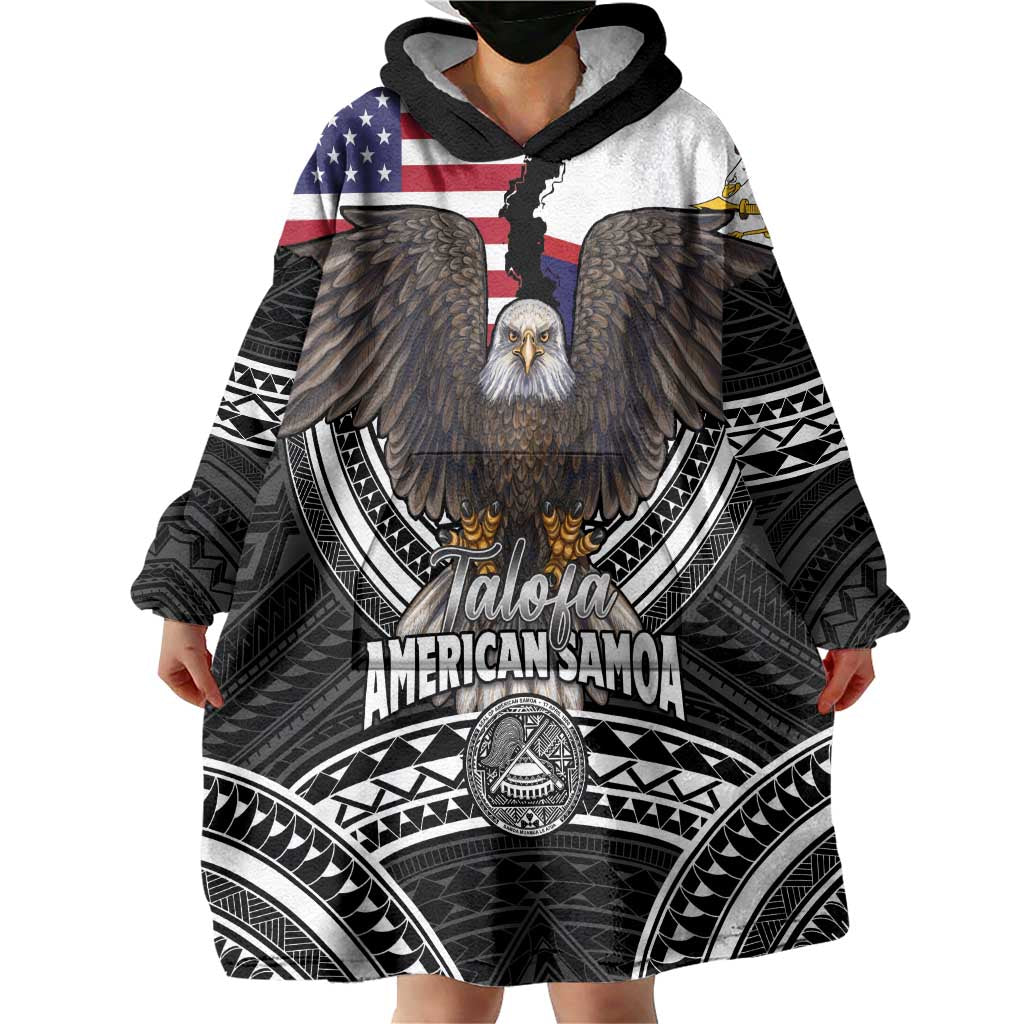 Talofa American Samoa Flag Day Wearable Blanket Hoodie Bald Eagle Polynesian Tattoo LT14 - Polynesian Pride